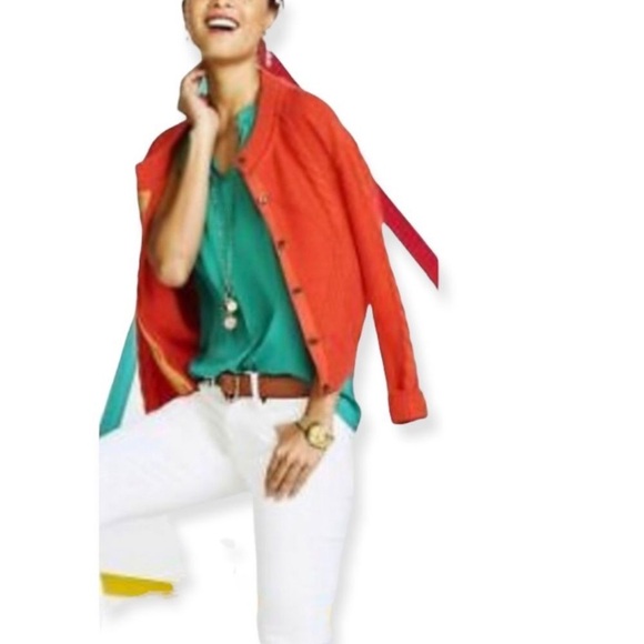 Cabi 5449 Orange Citrus Chunky Cable Knit Cardigan Sweater Button Up Medium - Picture 12 of 13